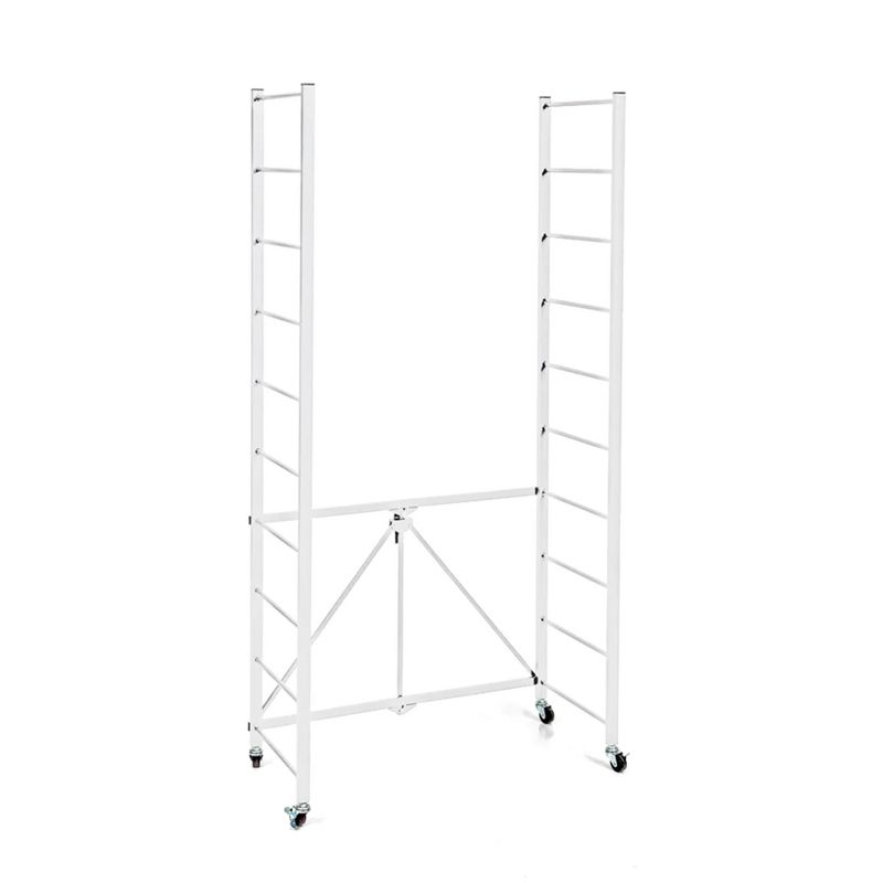 Origami R2 Series Folding Portable Heavy Duty Durable Powder Coated Steel Storage Rack with 10 Adjustable Shelves and Wheels, White, 4 of 7
