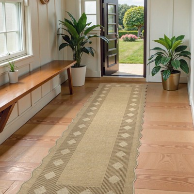 Lahome Diamond Double Frame Diagonal Faux Jute Rectangular Indoor Outdoor Area Rug
