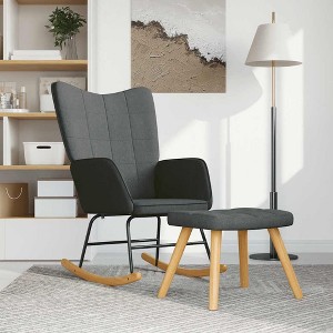 CLIHOME Modern Rocking Chair and Ottoman Set,Recliner Chair with Adjustable Headrest,Fabric Upholstered Glider for Living Room,Bedroom - 1 of 4