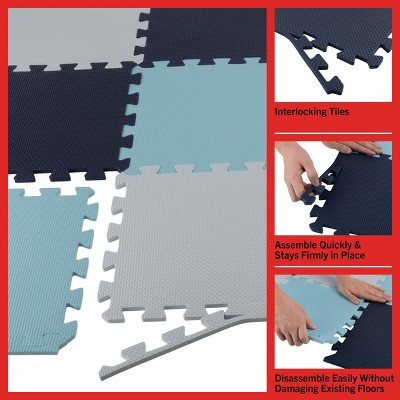 Blue and White EVA Foam Interlocking Floor Tiles, 20-Pack