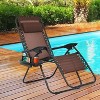 FDW Foldable Zero Gravity Chair Lounge Patio Chaise with Cup Holder Tray - 2 of 4
