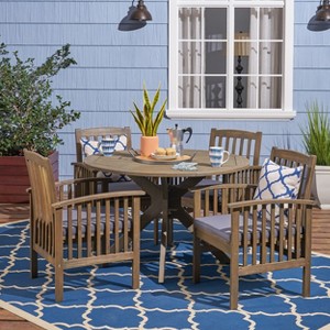 Christopher Knight Home Valence Outdoor Acacia Wood 5 Piece Dining Set with Water Resistant Cushion - 1 of 4