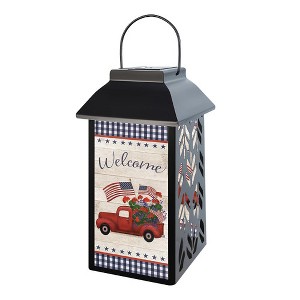 Briarwood Lane Spring Lantern 12" x 6" x 6" Stars and Stripes Truck Solar For Spring Lantern - 1 of 4