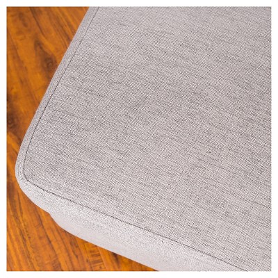 Ora Ash Gray Plush Pillow Top Fabric Ottoman Footstool