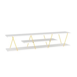 SEVOBAL TV Stands and Consoles Mid Century Modern TV Stand with Open Shelves and Metal Cords for Living Room, White, 12"*56"*12" - 1 of 4