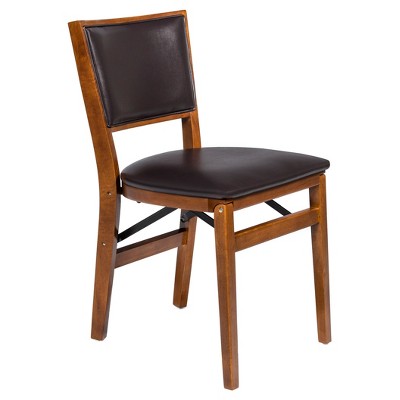 Set of 2 Retro Upholstered Back Folding Chair Fruitwood - Stakmore