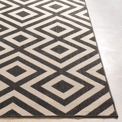 Maya Black and Off-White Geometric Wool Area Rug