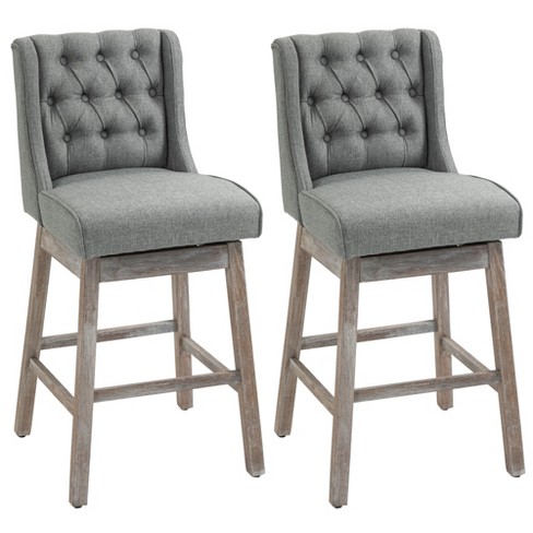 HOMCOM Bar Height Stools Set of 2 with Adjustable Seat, Thick Padded Cushion