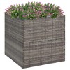 vidaXL Garden Planter-Gray Poly Rattan Square Planter with Steel Frame, Transparent Nylon Bag for Soil Management-Outdoor Use-31.5" x 31.5" x 31.5" - 2 of 4