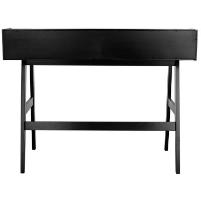 Industrial Mid-Century Matte Black Writing Desk with Shelves