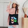 City Creek Prints Checkered Butterflies Canvas Tote Bag - 15x16 - Black - 2 of 2