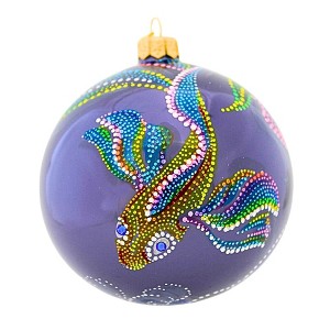 Glitter Lab 5.0 Inch Mandala Fish Ball Christmas Tree Ornament , Multi Seasonal Decor Christmas European Ocean (1PC) - 1 of 4