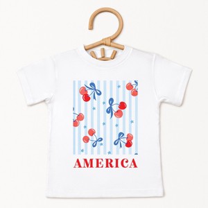 The Juniper Shop America Cherries Stripe Toddler Short Sleeve Tee - 1 of 4