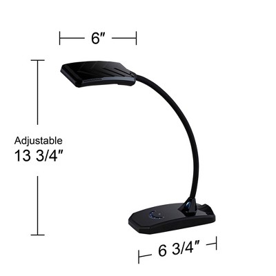 Black Adjustable LED Desk Lamp with Touch Control and USB Charging Port