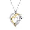 GILDED Lab-Grown Diamond Double Heart Necklace for Women – 925 Sterling Silver, 14K Gold-Plated Two-Tone Pendant, 18-inch Chain - 2 of 4
