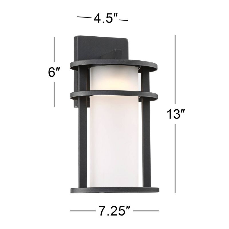 John Timberland Aline Modern Outdoor Wall Light Fixture Black LED 13" White Frosted Glass for Post Exterior Barn Deck House Porch Yard Posts Patio, 4 of 6