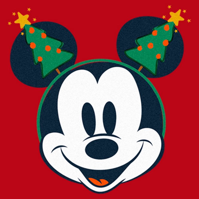 Men's Mickey & Friends Retro Christmas Tree Ears Sweatshirt, 2 of 5