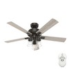 Hunter Fans 52" Hartland Lighted Ceiling Fan Noble Bronze Finish with Integrated LED and Handheld Control - 2 of 4