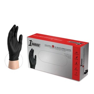 1st Choice 5 Mil Black Disposable Nitrile Gloves - Medium Duty, Industrial Grade - Perfect for Cleaning, Food Service & Automotive Use - 1 of 4