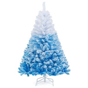 Costway 5/6/7/8 FT Artificial Christmas Tree with 456/820/1264/1774 Branch Tips & Folding Metal Stand White & Blue/White & Pink - 1 of 1