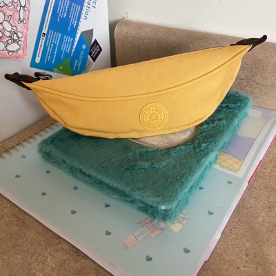 Kipling Banana Shaped Pencil Case Yellow Nylon Silvertone Hardware New with  Tags