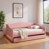 HomeRoots Pink Tufted Boucle Twin Day Bed With LED Lighting And Trundle And USB - 2 of 4