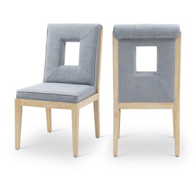 Meridian Furniture,Gwendolyn Linen Textured Fabric Dining Side Chair, Set of 2