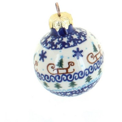 Blue Rose Polish Pottery Noel Nights Small Christmas Ball