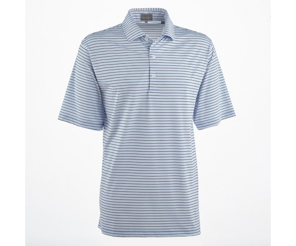 Men's Fennec Stripe Tech Jersey Polo Light Blue Small