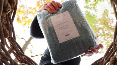 Dark Gray and White Reversible Polyester Throw Blanket