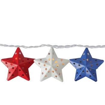 Northlight 10-Count Red and Blue Fourth of July Star String Light Set, 7.25ft White Wire