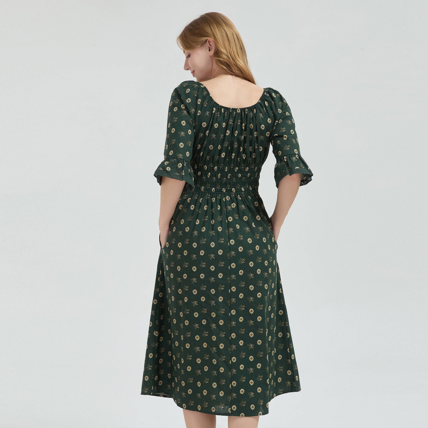 Женское платье Universal Thread Bell Elbow Sleeve Midi, цвет: Зелёный — фото 2