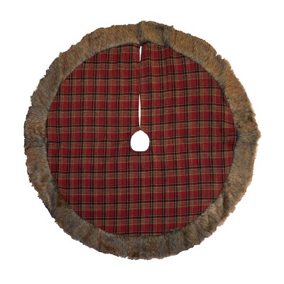 Season's Designs 48In Plaid Tree Skirt W/ Fur Border
