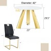Infurnic Dining Sets Round Table Paired with Six Uniquely designed White Dining Chairs With Golden Metal Leg , White, 42"*42"*29.5" - 3 of 4