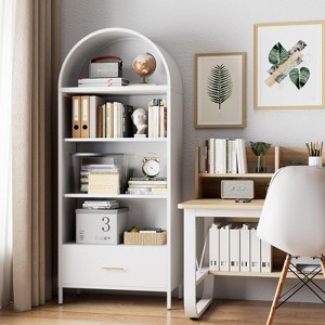 SUXXAN Metal Arched Bookshelf, Accent Arch Kitchen Pantry Cabinet With Drawer,Assembly Required - 1 of 4