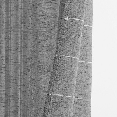 Dark Gray Sheer Polyester Grommet Window Curtain Panels, 38"W x 108"L