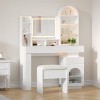 Vanity Desk with Lighted Mirror, Makeup Vanity Table with 3 Storage Drawers and 11 Shelves - 2 of 4