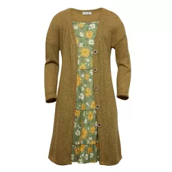 Beautees Girls' 2Pc 3/4 Sleeve Cardigan & Tiered Dress Set