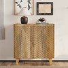 HDZNVF Wood Accent Cabinet with Storage, Rustic Mango Wood Storage Cabinet with Fluted Design and Adjustable Shelf, Natural - 2 of 4