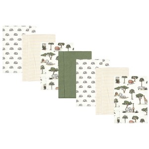 Hudson Baby Cotton Flannel Burp Cloths, Going On Safari 7-Pack, One Size - 1 of 4