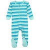 Leveret Footed Cotton Pajamas Striped Orca 6-12 Month - 2 of 4