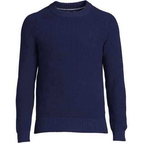 Lands' End Men's Cotton Drifter Saddle Crew Shaker Marl Sweater - X ...