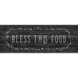 55" x 19" Bless This Food Kitchen Runner Rug - J&V Textiles: Off-White Indoor Kitchen Floor Mat, Low Pile, Multi-Stripe - 1 of 4
