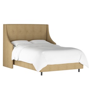 Button Tufted Wingback Bed Queen Aiden Almond - Threshold , Aiden Brown