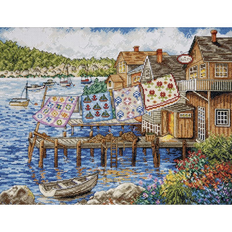 Design Works Counted Cross Stitch Kit 12"X16"-Dockside Quilts (14 Count), 1 of 2
