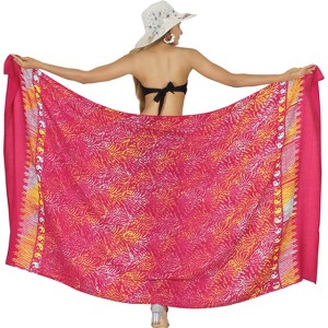 LA LEELA Women's Sarong Bikini Skirt Swimwear Cover up Bathing suit Summer Wraps Swimsuit Beach Wrap Coverups for Women One Size Red, Leaf - 1 of 4