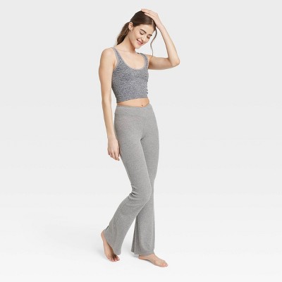 Women's Cozy Ribbed Crossover Waistband Flare Leggings Pajama Pants -  Colsie™ Heathered Gray M : Target