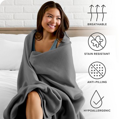 Gray Full/Queen Reversible Fleece Blanket