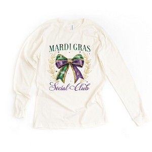 Simply Sage Market Women's Coquette Mardi Gras Social Club Long Sleeve Graphic Tee - 1 of 4