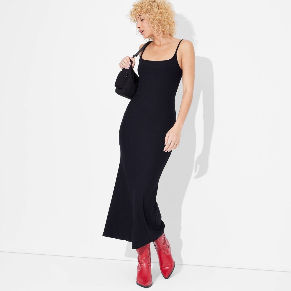 Women's Ribbed Maxi Slip Dress - Wild Fable™ Black XXS